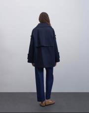 manşet detaylı koton trençkot lacivert 4