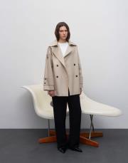 manşet detaylı koton trençkot taş