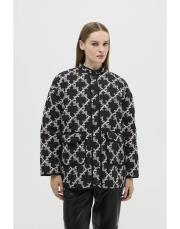 desenli kapitone mont minimal siyah