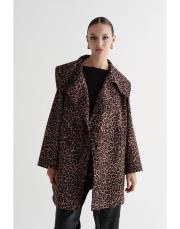 premium geniş yakalı trençkot leopar leopar