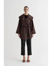 premium geniş yakalı trençkot leopar leopar 2