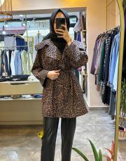 premium geniş yakalı trençkot leopar leopar 3