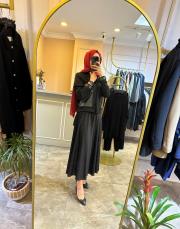 red she 21626 bomber deri detaylı ceket siyah