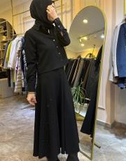 ınes taşlı etekli takım siyah