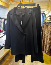 ghisa taşlı ceket takım siyah