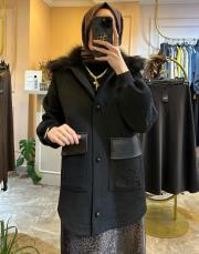 ghisa kürk yaka kaban siyah