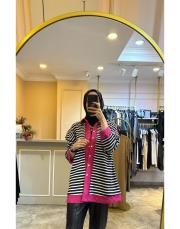ghisa çizgili ceket pembe