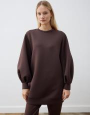 carol scuba puf tunik kahve