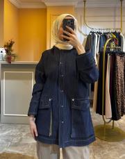 ceremony kolları işlemeli denim kap lacivert