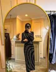 ghisa triko taşlı elbise siyah