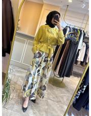 ceremony dijital baskılı pileli keten etek desenli 2