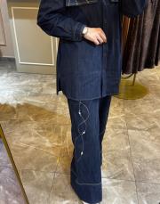 ceremony deniz kabuğu işlemeli denim pantolon lacivert 2