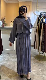 arkası çapraz bağlamalı bolerolu pasıon elbise indigo 5