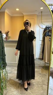 zems şifon elbise siyah 2