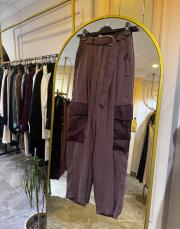 ceremony iki yanı dubai garnili cepli pasıon pantolon kızıl kahve