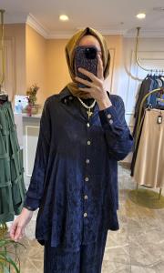 zems cupra ipek pantolonlu takım lacivert 2