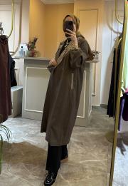 ghisa yaprak işlemeli keten kap kahve 3