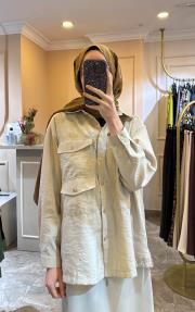 ceremony üç cepli önden düğmeli dubai kısa gömlek taş