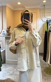 ceremony üç cepli önden düğmeli dubai kısa gömlek taş 2