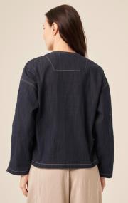 ceremony kruvaze kapama fermuar detaylı denım ceket mavi 3