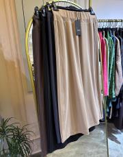 sentez yanı nervürlü modal kumaş etek kahve