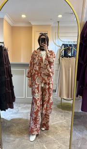 ceremony şal desen beli lastikli bol paça pantolon desenli 2