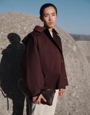 kk desıgn parçalı koton trençkot mürdüm