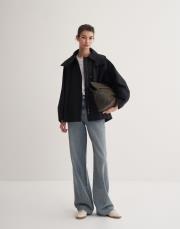 kk desıgn parçalı koton trençkot siyah