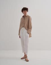 kk desıgn %100 keten havuç pantolon ekru