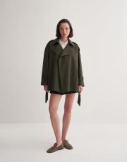 kk  desıgn organik koton trençkot koyu haki