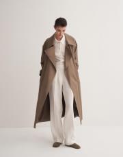 kk desıgn geniş yakalı koton trençkot açık haki