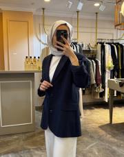 kk desıgn %100 keten blazer lacivert 4
