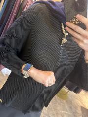 ghisa omzu boncuk ve güpür detaylı kısa bluz siyah 3