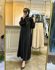 zems omuz detaylı kupra elbise siyah 4