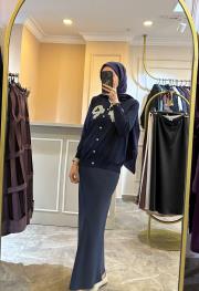 ghısa kurdele işlemeli hırka lacivert 2