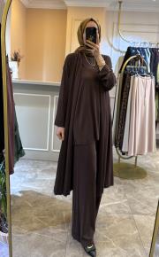 ceremony eteği katlı dikişli arkası aller detaylı uzun bambu kap kahve