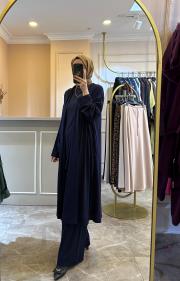 ceremony eteği katlı dikişli arkası aller detaylı uzun bambu kap lacivert