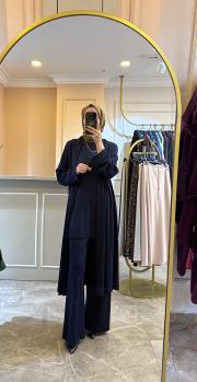 ceremony eteği katlı dikişli arkası aller detaylı uzun bambu kap lacivert 2