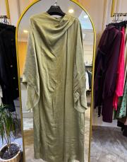 zems saten elbise haki