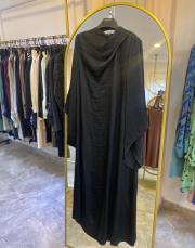 zems saten elbise siyah