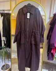 ceremony önden fermuarlı belden büzgülü ceket kızıl kahve