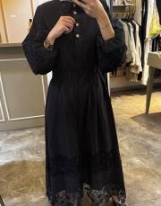 ghisa dantel detaylı belden büzgülü elbise siyah 2