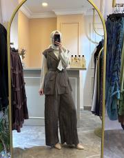 ceremony caliente  belden bağlamalı yelek kahve