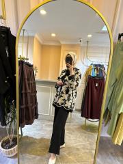 sentez arkası lastikli kısa geniş paça pantolon siyah 4