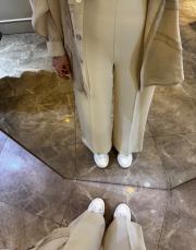 sentez arkası lastikli kısa geniş paça pantolon taş 2