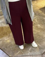 sentez arkası lastikli kısa geniş paça pantolon bordo