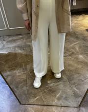 sentez arkası lastikli kısa geniş paça pantolon ekru 2