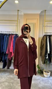 ghisa boncuk işleme detaylı takım bordo 2