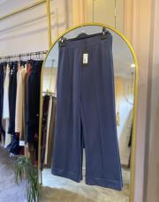 sentez nervürlü bambu duble paça pantolon lacivert