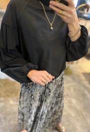 sentez desenli şifon plise etek siyah 3